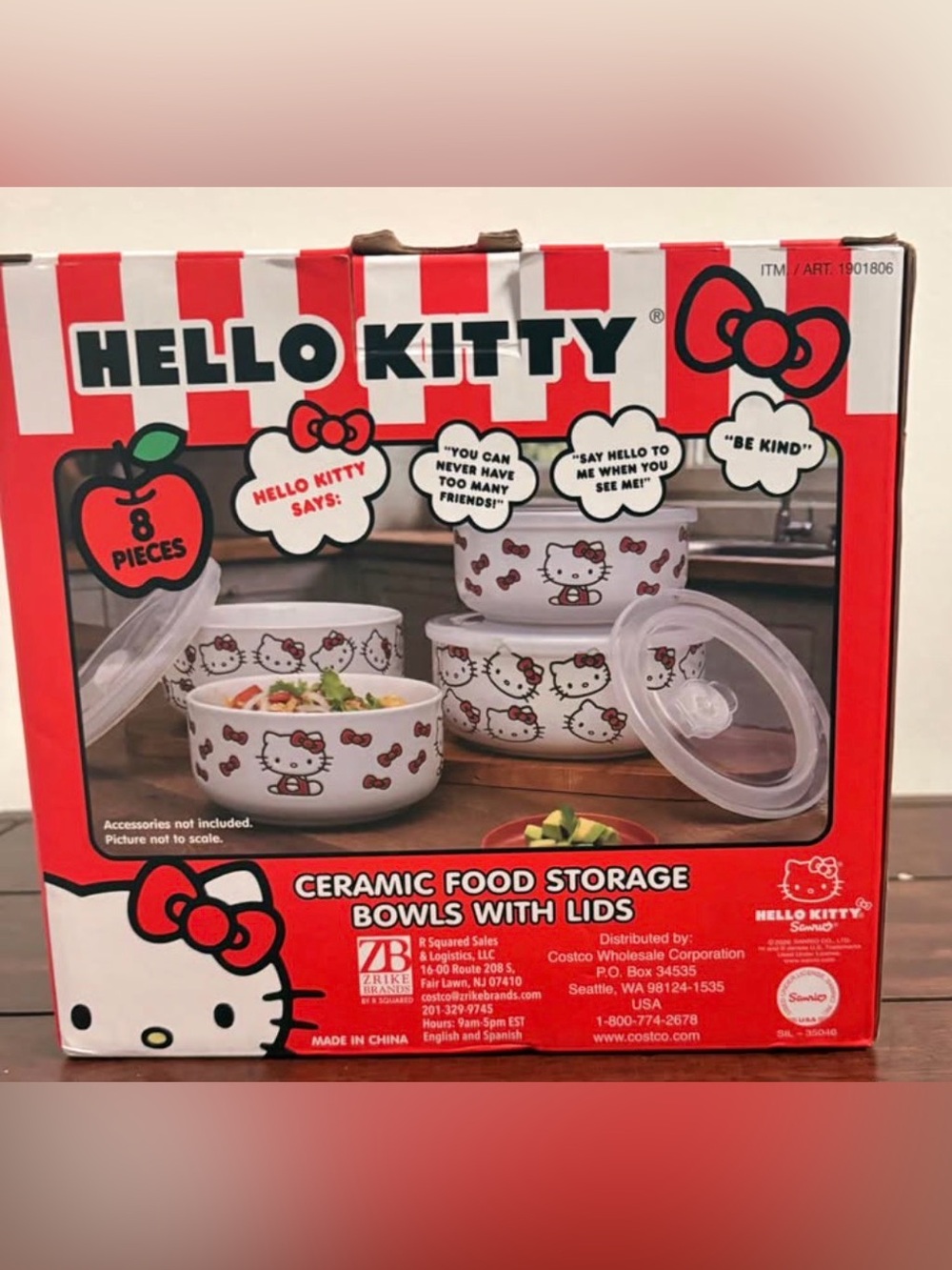 Hello Kitty Ceramic Food Storage Bowls with Lids